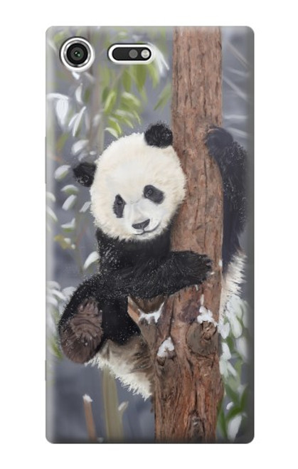W3793 Cute Baby Panda Snow Painting Hülle Schutzhülle Taschen und Leder Flip für Sony Xperia XZ Premium