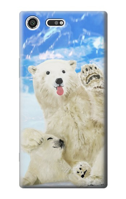 W3794 Arctic Polar Bear in Love with Seal Paint Hülle Schutzhülle Taschen und Leder Flip für Sony Xperia XZ Premium