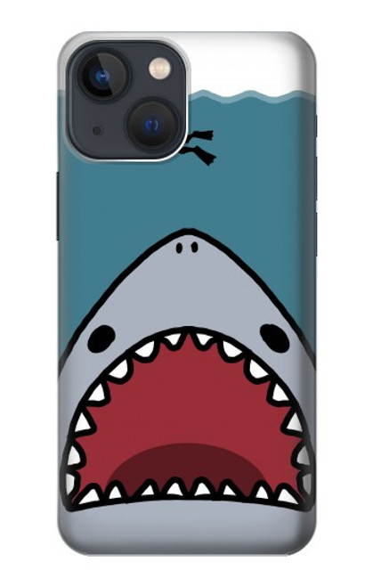 W3825 Cartoon Shark Sea Diving Hülle Schutzhülle Taschen und Leder Flip für iPhone 13 mini