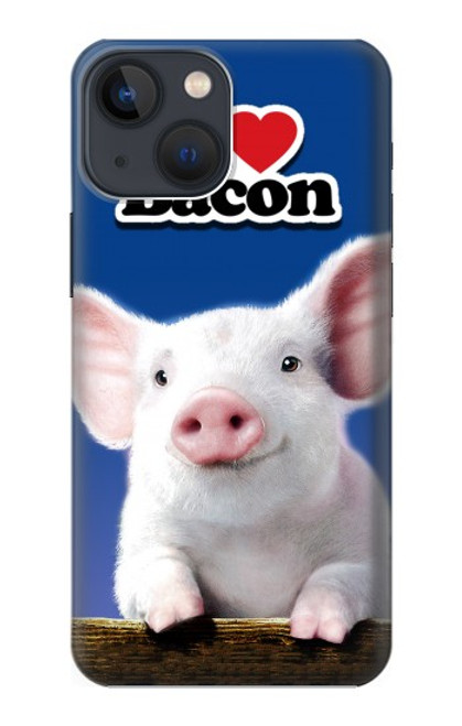 W0608 I Love Bacon Cute Baby Pig Hülle Schutzhülle Taschen und Leder Flip für iPhone 13