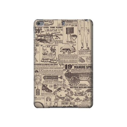 W3819 Retro Vintage Paper Tablet Hülle Schutzhülle Taschen für iPad mini 4, iPad mini 5, iPad mini 5 (2019)
