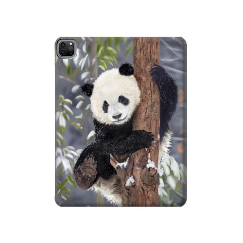 W3793 Cute Baby Panda Snow Painting Tablet Hülle Schutzhülle Taschen für iPad Pro 12.9 (2022,2021,2020,2018, 3rd, 4th, 5th, 6th)