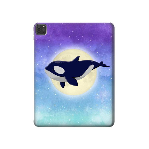 W3807 Killer Whale Orca Moon Pastel Fantasy Tablet Hülle Schutzhülle Taschen für iPad Pro 11 (2021,2020,2018, 3rd, 2nd, 1st)
