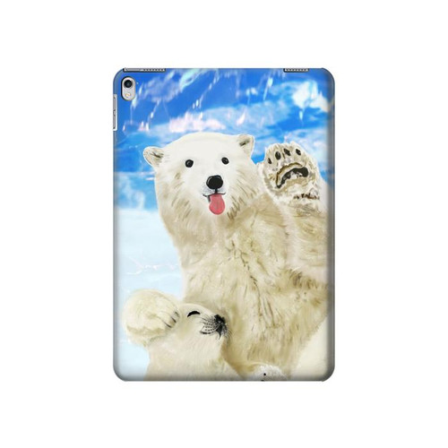 W3794 Arctic Polar Bear in Love with Seal Paint Tablet Hülle Schutzhülle Taschen für iPad Air 2, iPad 9.7 (2017,2018), iPad 6, iPad 5