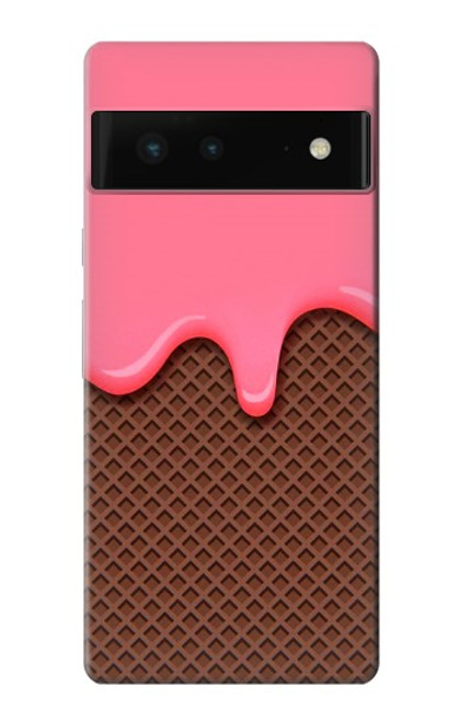 W3754 Strawberry Ice Cream Cone Hülle Schutzhülle Taschen und Leder Flip für Google Pixel 6