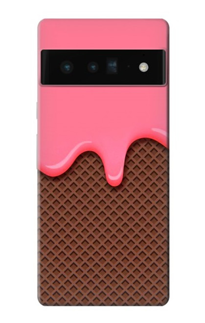 W3754 Strawberry Ice Cream Cone Hülle Schutzhülle Taschen und Leder Flip für Google Pixel 6 Pro