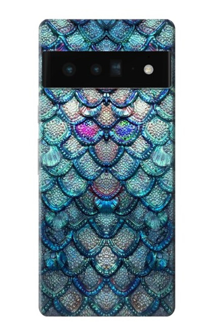 W3809 Mermaid Fish Scale Hülle Schutzhülle Taschen und Leder Flip für Google Pixel 6 Pro