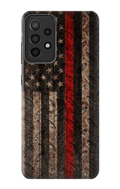 W3804 Fire Fighter Metal Red Line Flag Graphic Hülle Schutzhülle Taschen und Leder Flip für Samsung Galaxy A52s 5G