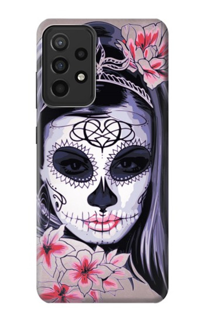 W3821 Sugar Skull Steam Punk Girl Gothic Hülle Schutzhülle Taschen und Leder Flip für Samsung Galaxy A52s 5G