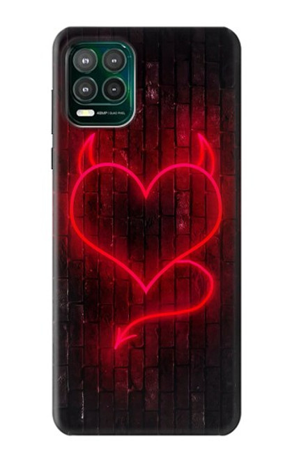 W3682 Devil Heart Hülle Schutzhülle Taschen und Leder Flip für Motorola Moto G Stylus 5G