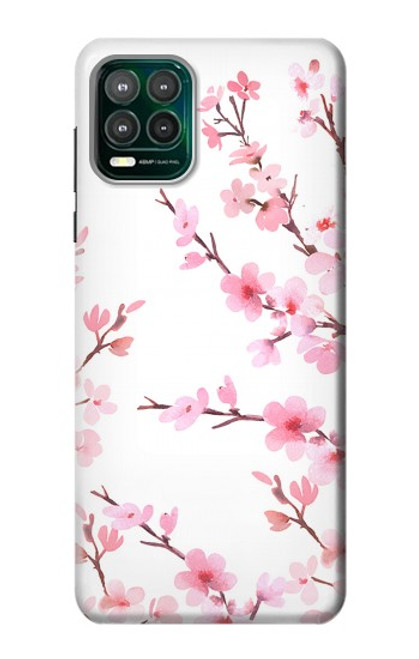 W3707 Pink Cherry Blossom Spring Flower Hülle Schutzhülle Taschen und Leder Flip für Motorola Moto G Stylus 5G