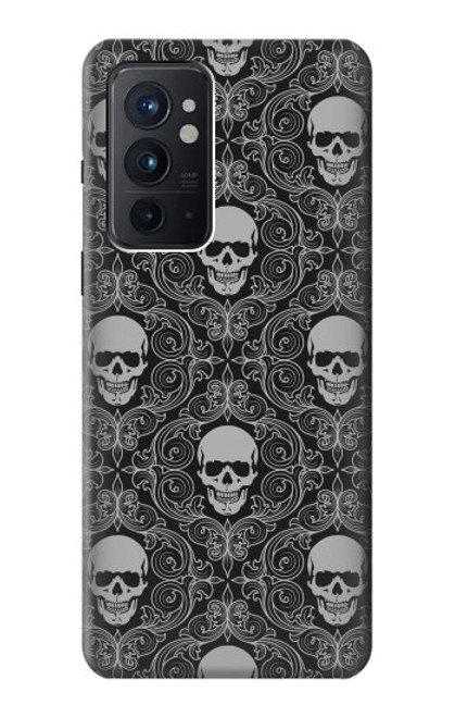 W2371 Skull Vintage Monochrome Pattern Hülle Schutzhülle Taschen und Leder Flip für OnePlus 9RT 5G