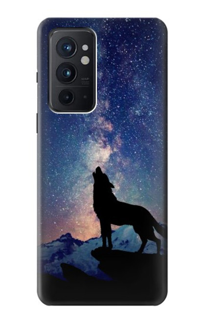 W3555 Wolf Howling Million Star Hülle Schutzhülle Taschen und Leder Flip für OnePlus 9RT 5G