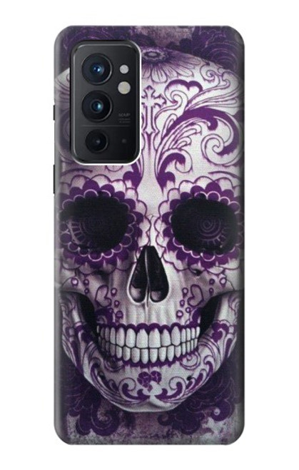 W3582 Purple Sugar Skull Hülle Schutzhülle Taschen und Leder Flip für OnePlus 9RT 5G