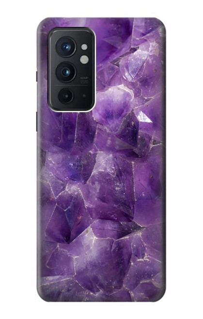 W3713 Purple Quartz Amethyst Graphic Printed Hülle Schutzhülle Taschen und Leder Flip für OnePlus 9RT 5G
