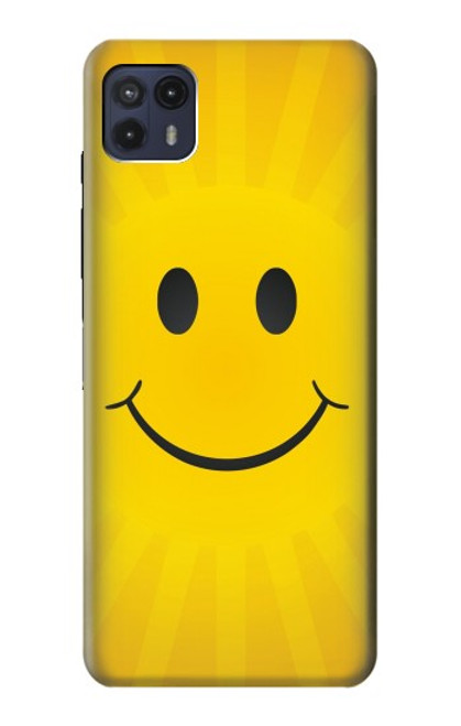 W1146 Yellow Sun Smile Hülle Schutzhülle Taschen und Leder Flip für Motorola Moto G50 5G [for G50 5G only. NOT for G50]