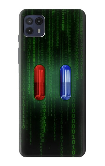 W3816 Red Pill Blue Pill Capsule Hülle Schutzhülle Taschen und Leder Flip für Motorola Moto G50 5G [for G50 5G only. NOT for G50]