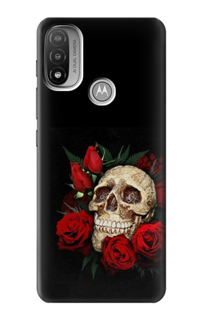 W3753 Dark Gothic Goth Skull Roses Hülle Schutzhülle Taschen und Leder Flip für Motorola Moto E20,E30,E40