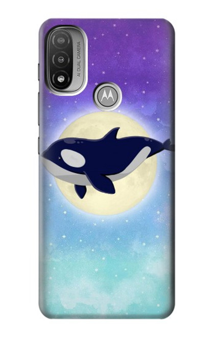 W3807 Killer Whale Orca Moon Pastel Fantasy Hülle Schutzhülle Taschen und Leder Flip für Motorola Moto E20,E30,E40