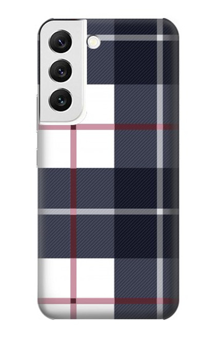 W3452 Plaid Fabric Pattern Hülle Schutzhülle Taschen und Leder Flip für Samsung Galaxy S22