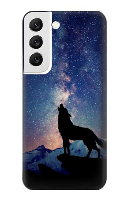 W3555 Wolf Howling Million Star Hülle Schutzhülle Taschen und Leder Flip für Samsung Galaxy S22