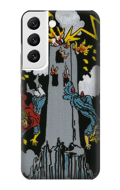 W3745 Tarot Card The Tower Hülle Schutzhülle Taschen und Leder Flip für Samsung Galaxy S22