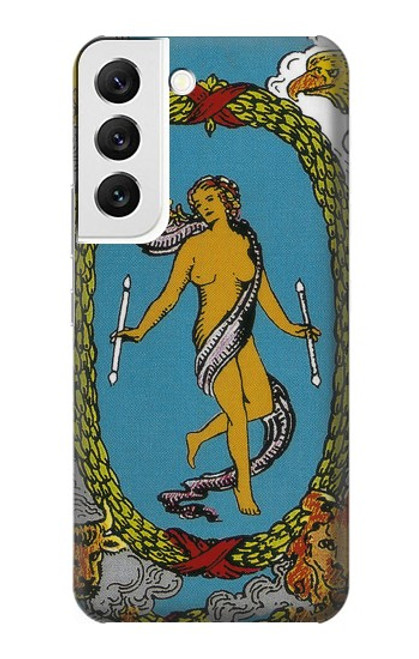 W3746 Tarot Card The World Hülle Schutzhülle Taschen und Leder Flip für Samsung Galaxy S22