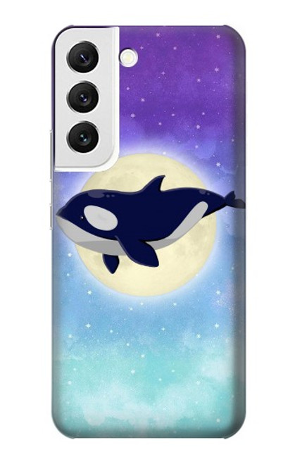 W3807 Killer Whale Orca Moon Pastel Fantasy Hülle Schutzhülle Taschen und Leder Flip für Samsung Galaxy S22