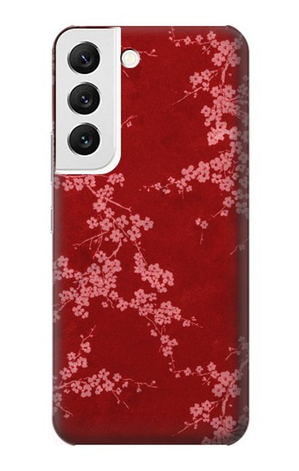W3817 Red Floral Cherry blossom Pattern Hülle Schutzhülle Taschen und Leder Flip für Samsung Galaxy S22