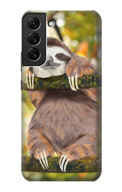 W3138 Cute Baby Sloth Paint Hülle Schutzhülle Taschen und Leder Flip für Samsung Galaxy S22 Plus