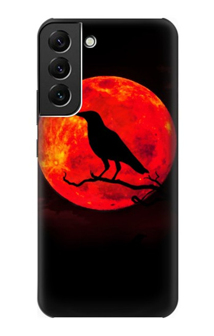 W3328 Crow Red Moon Hülle Schutzhülle Taschen und Leder Flip für Samsung Galaxy S22 Plus