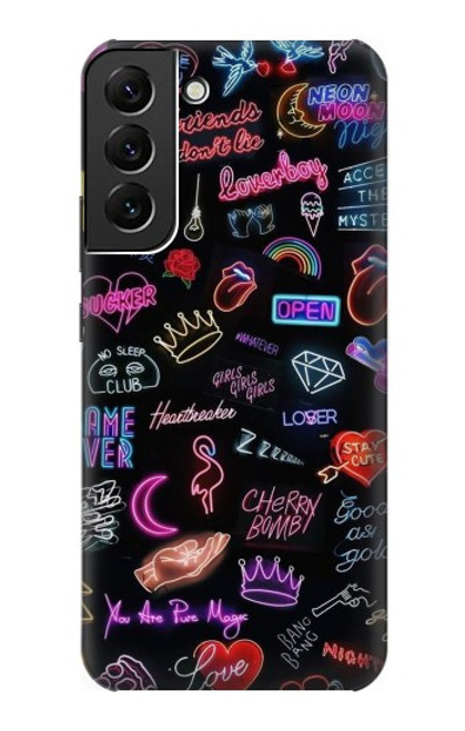 W3433 Vintage Neon Graphic Hülle Schutzhülle Taschen und Leder Flip für Samsung Galaxy S22 Plus