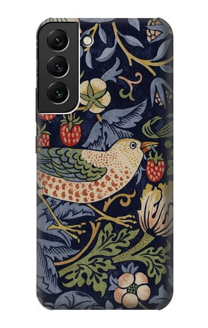 W3791 William Morris Strawberry Thief Fabric Hülle Schutzhülle Taschen und Leder Flip für Samsung Galaxy S22 Plus