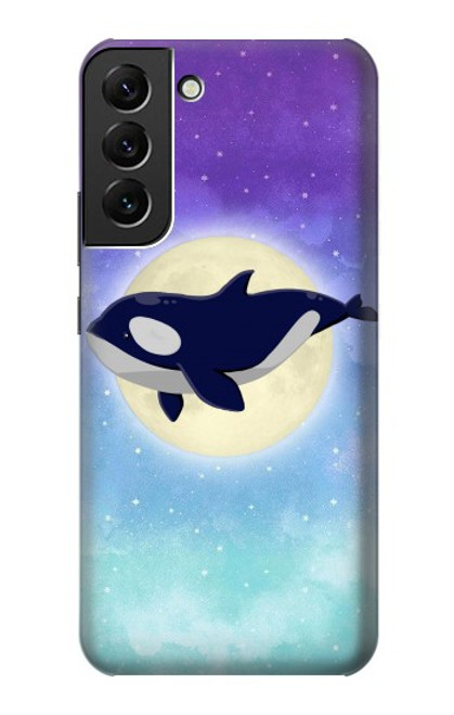 W3807 Killer Whale Orca Moon Pastel Fantasy Hülle Schutzhülle Taschen und Leder Flip für Samsung Galaxy S22 Plus
