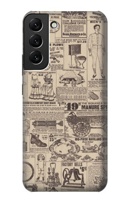 W3819 Retro Vintage Paper Hülle Schutzhülle Taschen und Leder Flip für Samsung Galaxy S22 Plus