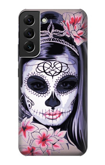 W3821 Sugar Skull Steam Punk Girl Gothic Hülle Schutzhülle Taschen und Leder Flip für Samsung Galaxy S22 Plus