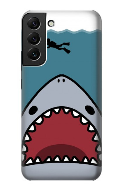 W3825 Cartoon Shark Sea Diving Hülle Schutzhülle Taschen und Leder Flip für Samsung Galaxy S22 Plus