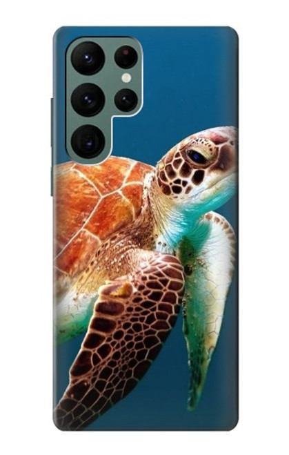 W3497 Green Sea Turtle Hülle Schutzhülle Taschen und Leder Flip für Samsung Galaxy S22 Ultra