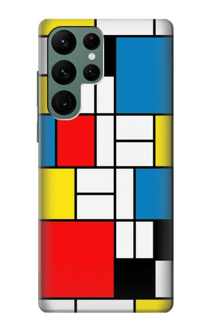 W3814 Piet Mondrian Line Art Composition Hülle Schutzhülle Taschen und Leder Flip für Samsung Galaxy S22 Ultra