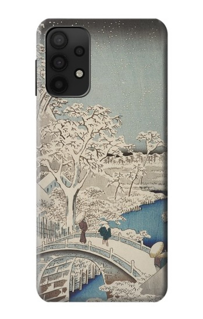 W3350 Utagawa Hiroshige Drum Bridge Yuhi Hill in Meguro Hülle Schutzhülle Taschen und Leder Flip für Samsung Galaxy M32 5G
