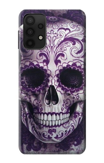 W3582 Purple Sugar Skull Hülle Schutzhülle Taschen und Leder Flip für Samsung Galaxy M32 5G