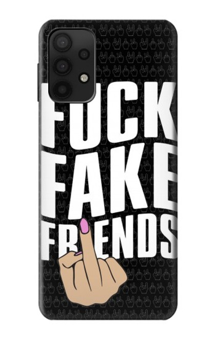W3598 Middle Finger Fuck Fake Friend Hülle Schutzhülle Taschen und Leder Flip für Samsung Galaxy M32 5G