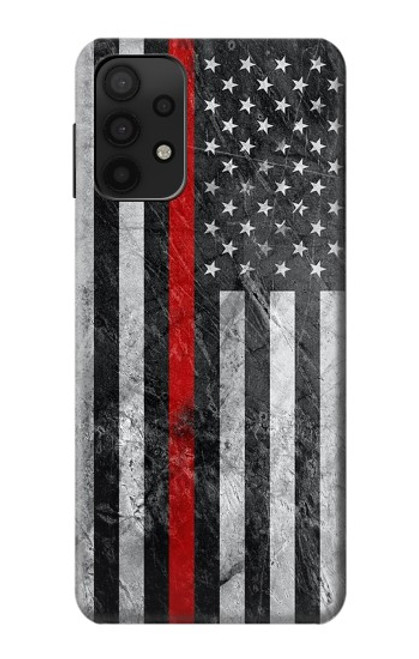 W3687 Firefighter Thin Red Line American Flag Hülle Schutzhülle Taschen und Leder Flip für Samsung Galaxy M32 5G