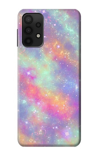 W3706 Pastel Rainbow Galaxy Pink Sky Hülle Schutzhülle Taschen und Leder Flip für Samsung Galaxy M32 5G