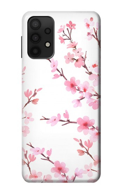 W3707 Pink Cherry Blossom Spring Flower Hülle Schutzhülle Taschen und Leder Flip für Samsung Galaxy M32 5G