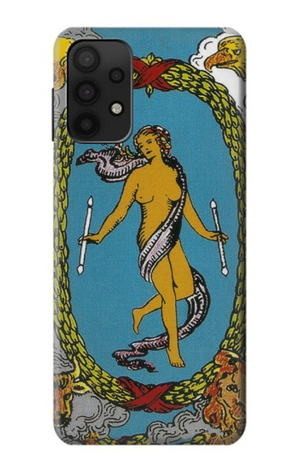 W3746 Tarot Card The World Hülle Schutzhülle Taschen und Leder Flip für Samsung Galaxy M32 5G