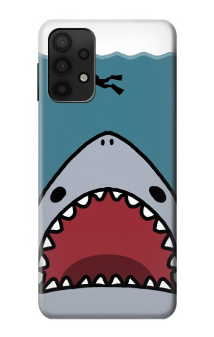 W3825 Cartoon Shark Sea Diving Hülle Schutzhülle Taschen und Leder Flip für Samsung Galaxy M32 5G