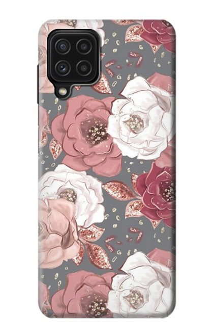 W3716 Rose Floral Pattern Hülle Schutzhülle Taschen und Leder Flip für Samsung Galaxy M22