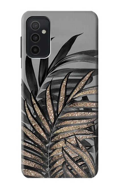 W3692 Gray Black Palm Leaves Hülle Schutzhülle Taschen und Leder Flip für Samsung Galaxy M52 5G