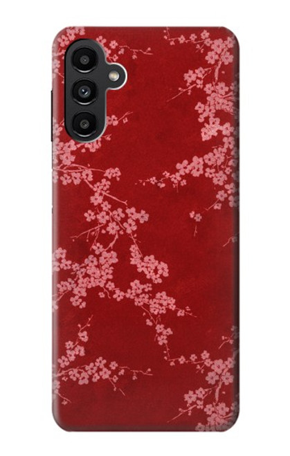 W3817 Red Floral Cherry blossom Pattern Hülle Schutzhülle Taschen und Leder Flip für Samsung Galaxy A13 5G